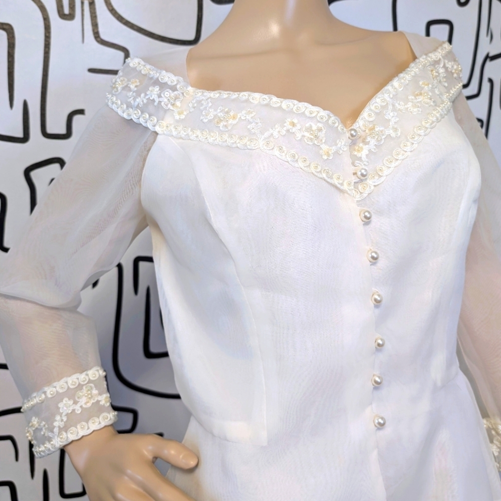 Elegant White Beaded Blouse